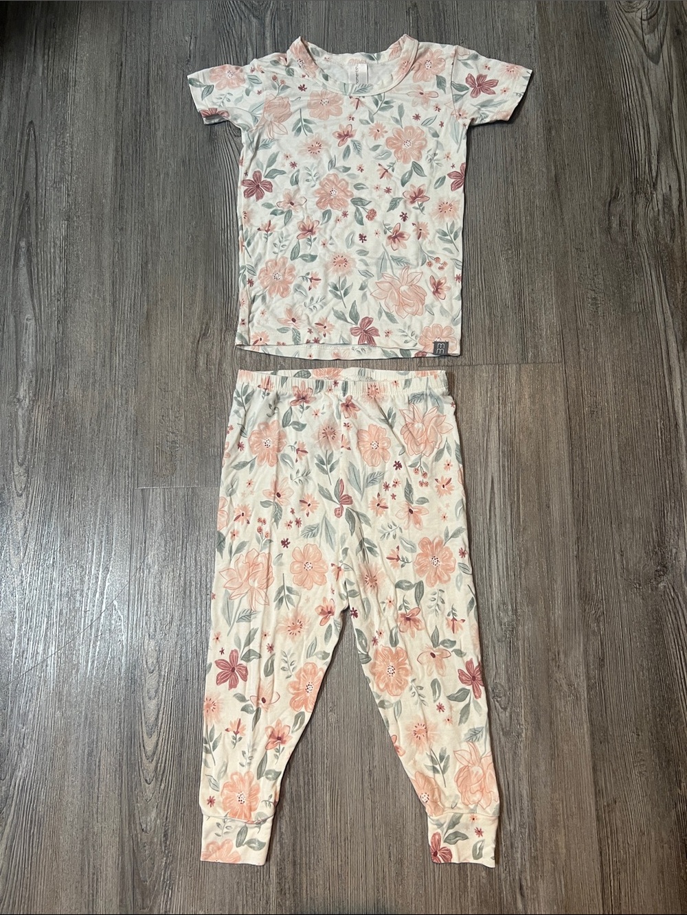 Modern Moments Floral Short-Sleeve Pajama Set in Pink & Sage - Soft Knit